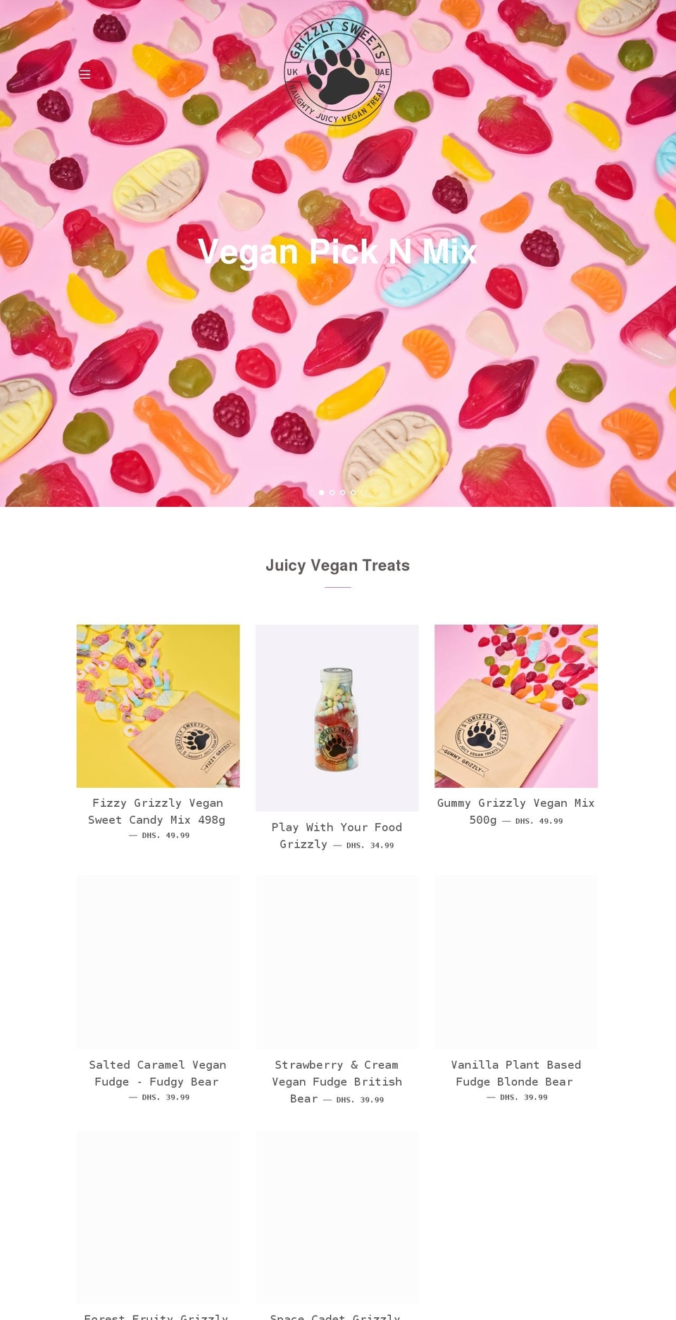 grizzlysweets.com shopify website screenshot