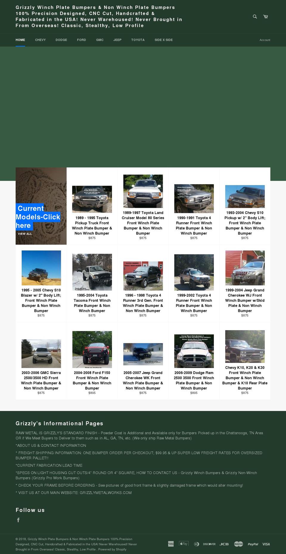 grizzlywinchbumpers.com — Shopify storefront screenshot