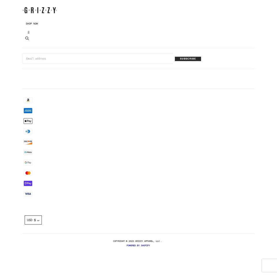 grizzyapparel.com shopify website screenshot