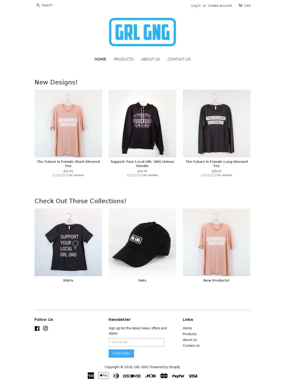 grlgng.store shopify website screenshot