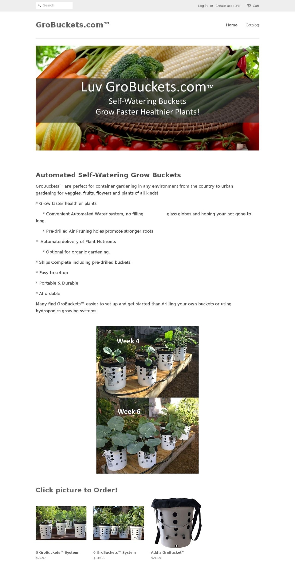 grobuckets.com shopify website screenshot