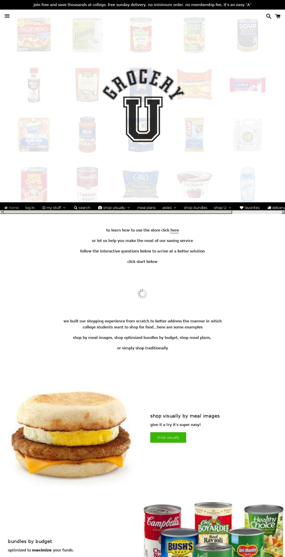 groceriesu.com — Shopify storefront screenshot