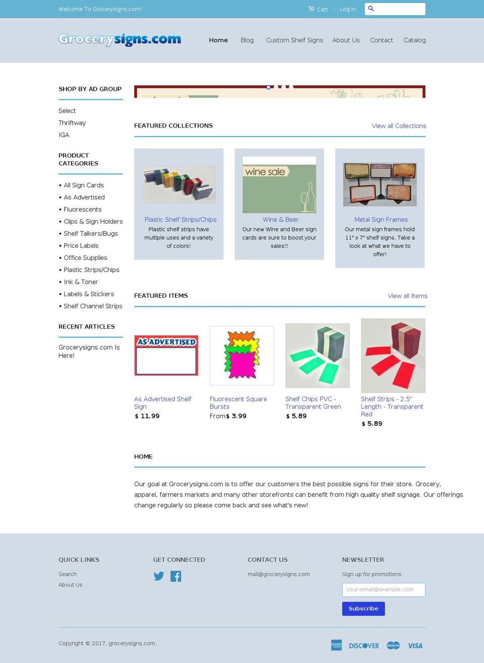 grocerysigns.com shopify website screenshot