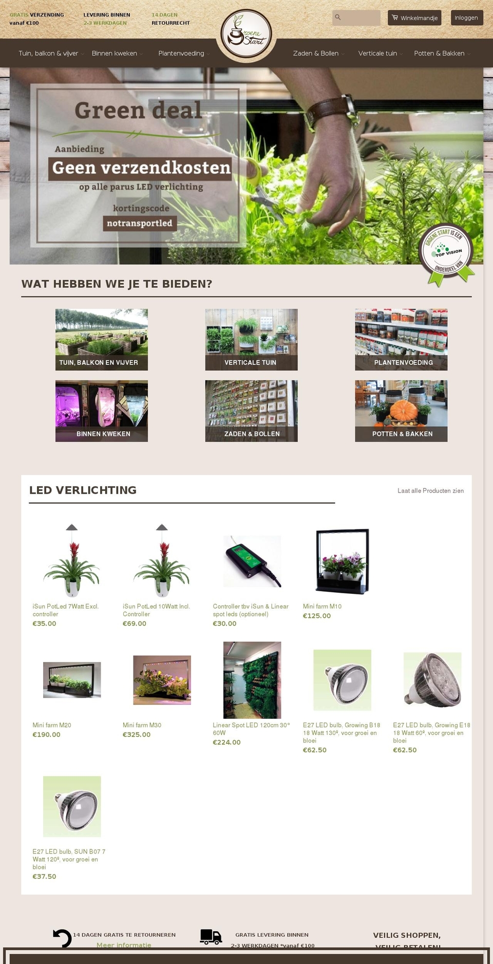 groenestart.com shopify website screenshot