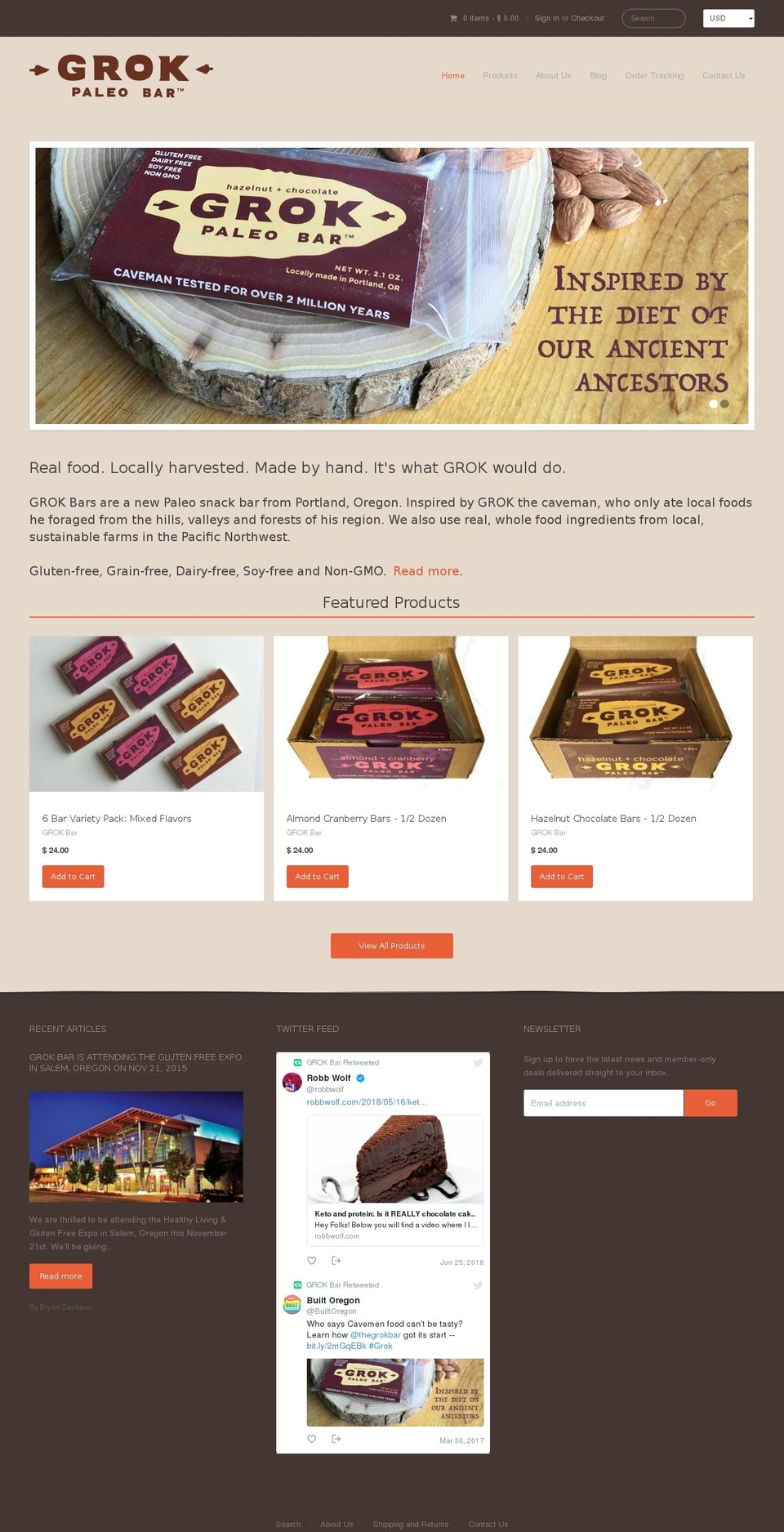 grokpaleobar.com shopify website screenshot