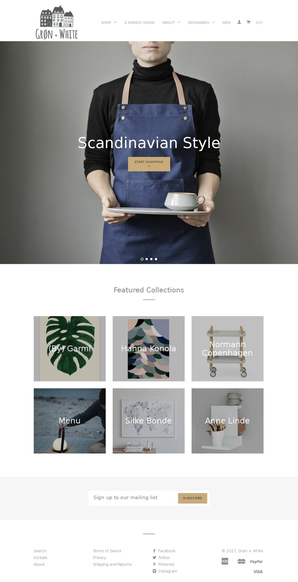 gronandwhite.com shopify website screenshot