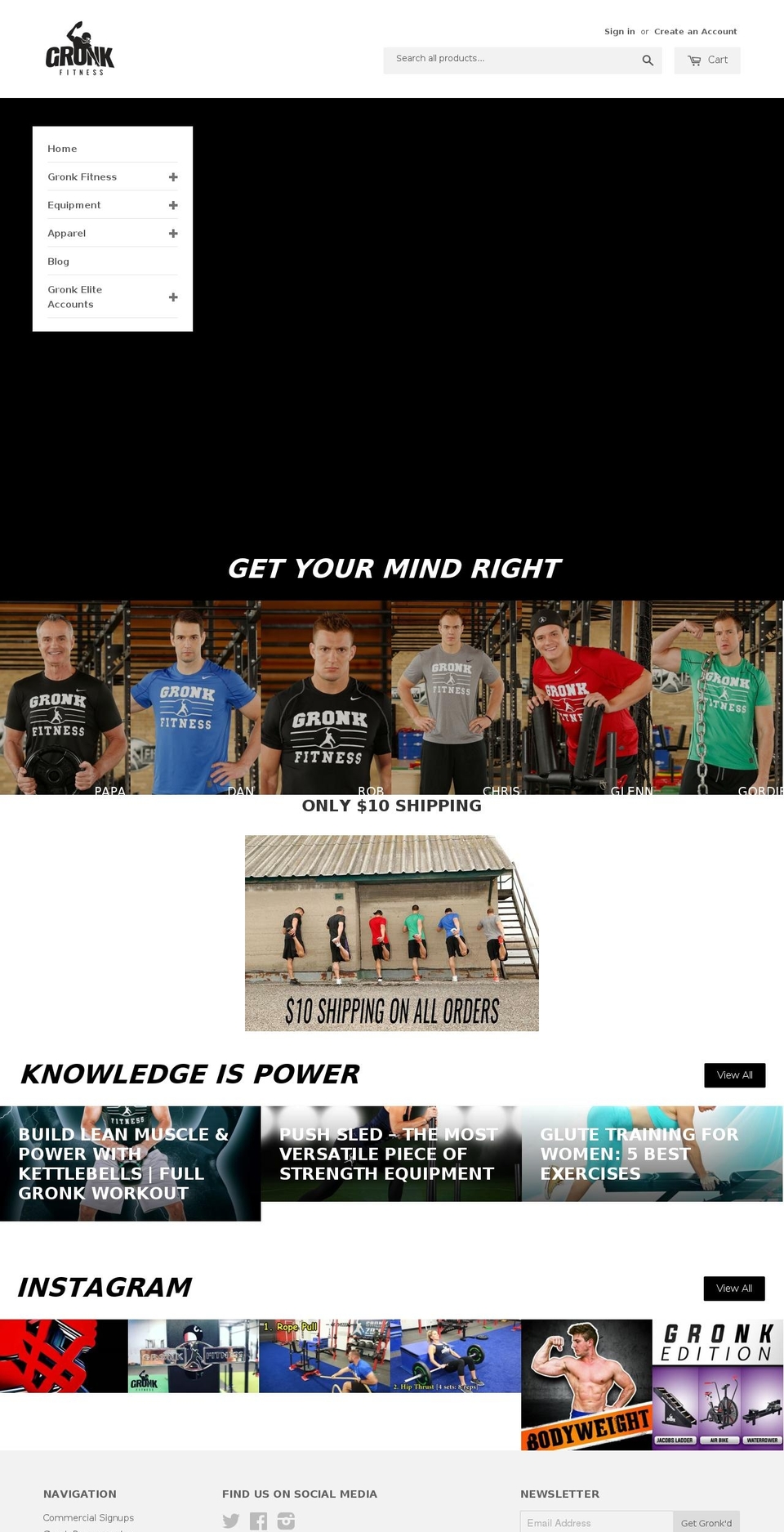 gronkfitness.com — Shopify storefront screenshot