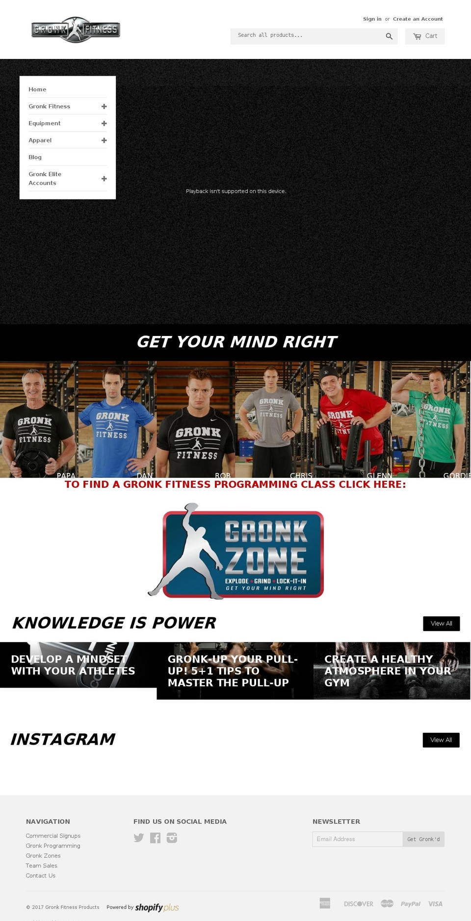 gronkfitnessproducts.com shopify website screenshot