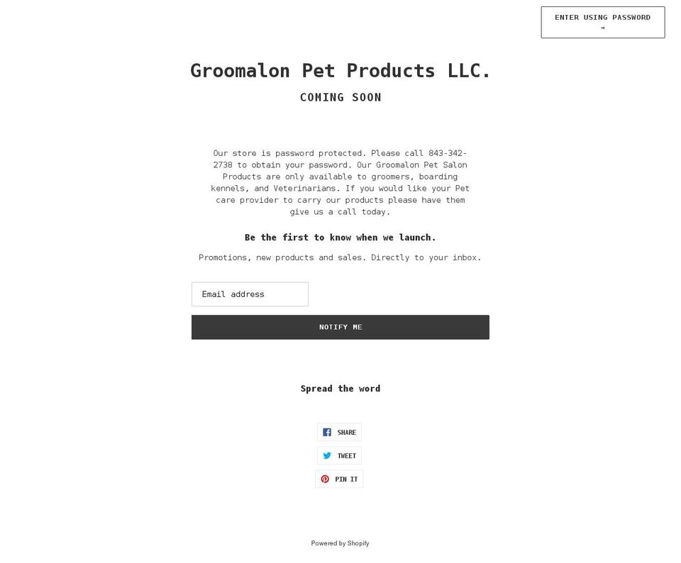 groomalon.pet shopify website screenshot