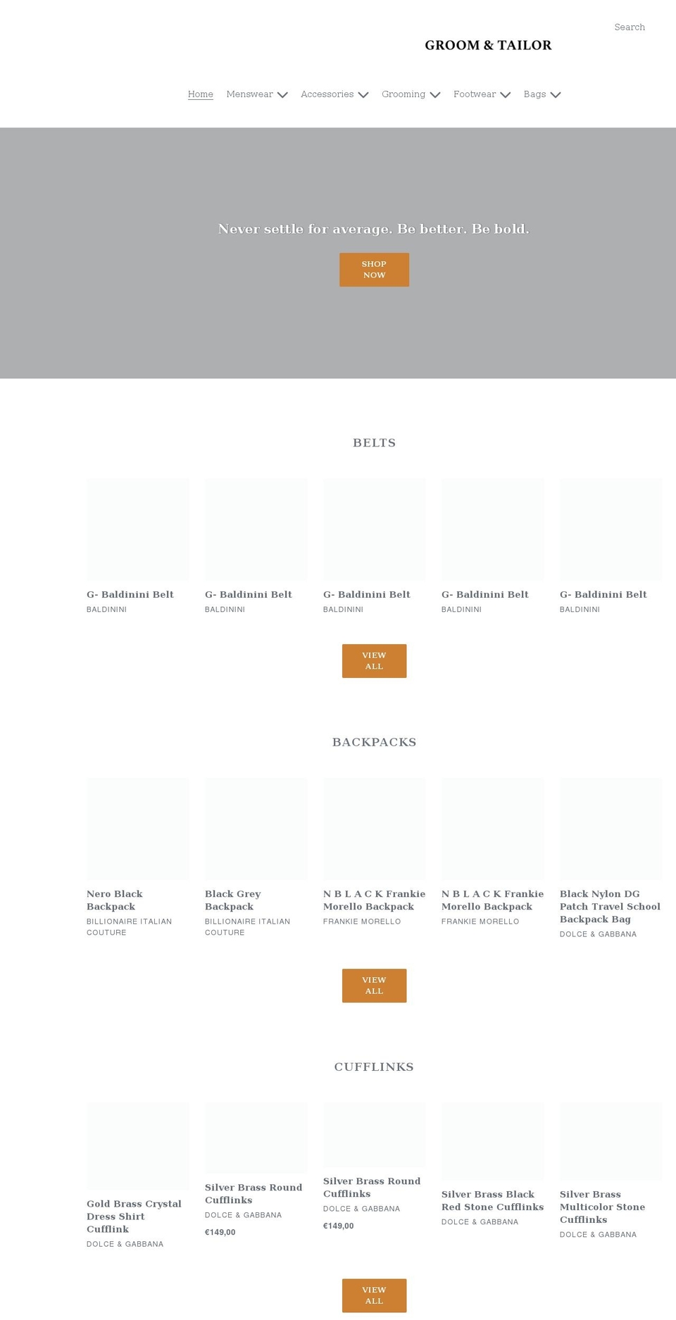 groomandtailor.com shopify website screenshot