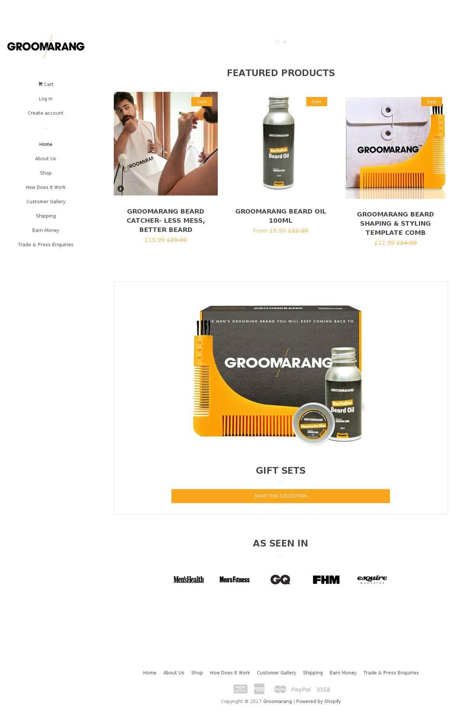 groomarang.com shopify website screenshot