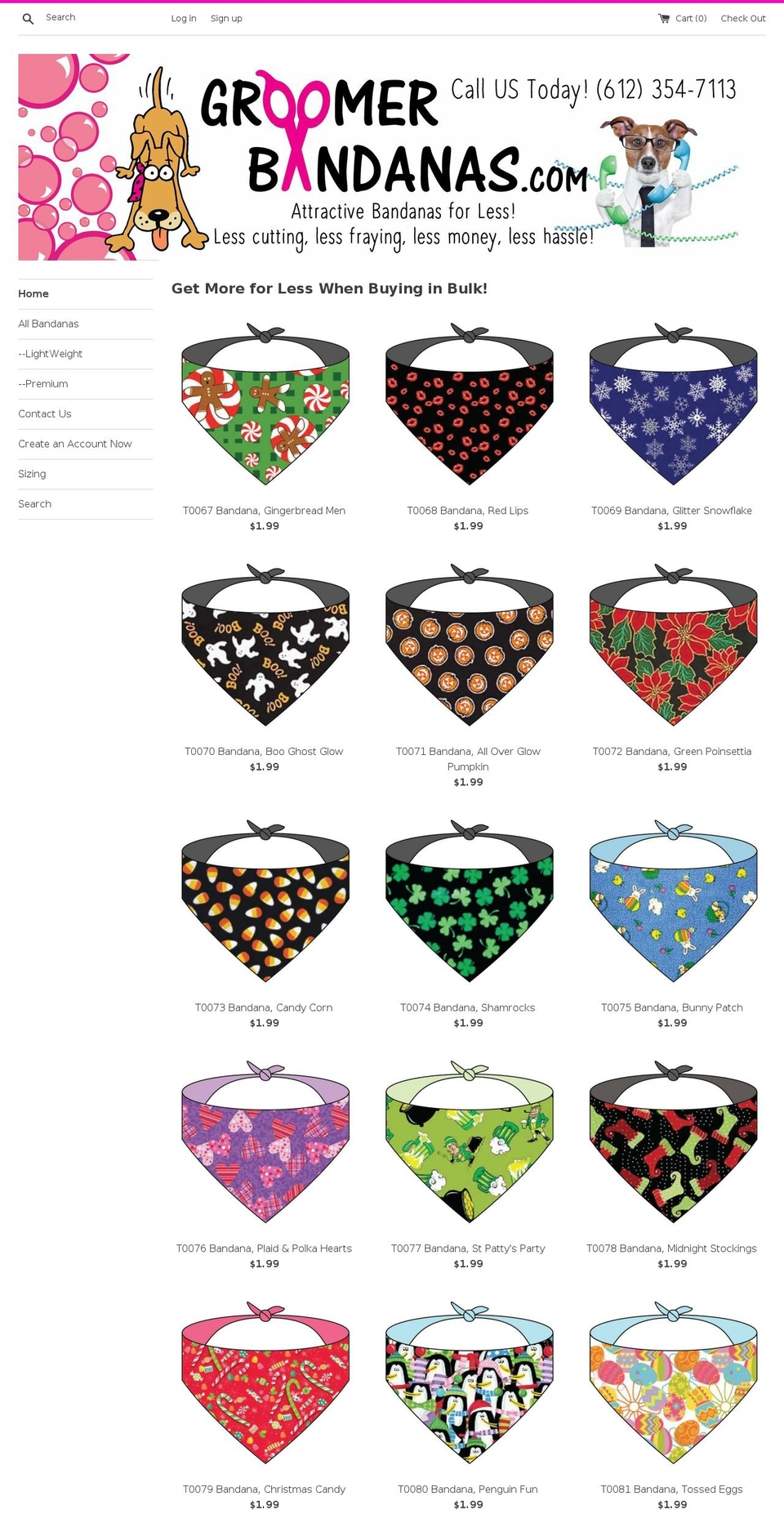 groomerbandanas.com shopify website screenshot