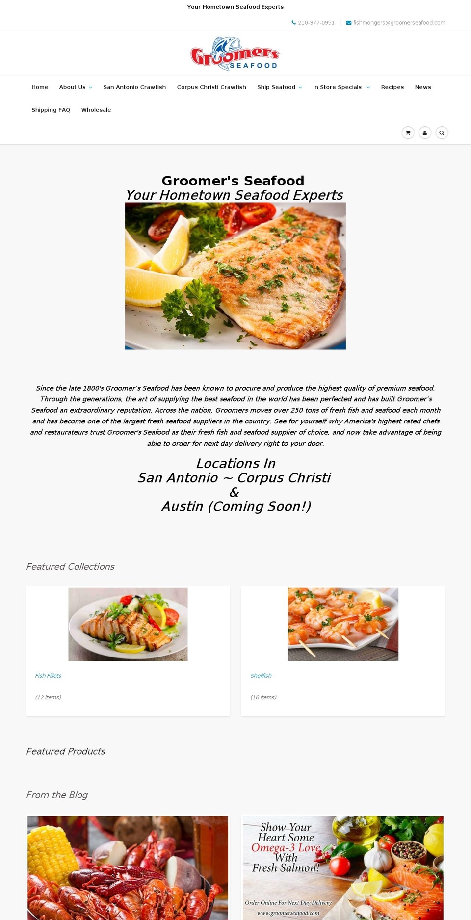 groomerseafoods.com shopify website screenshot