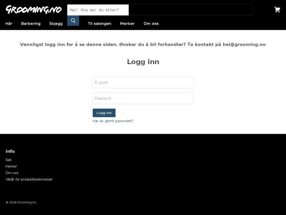 grooming.no shopify website screenshot
