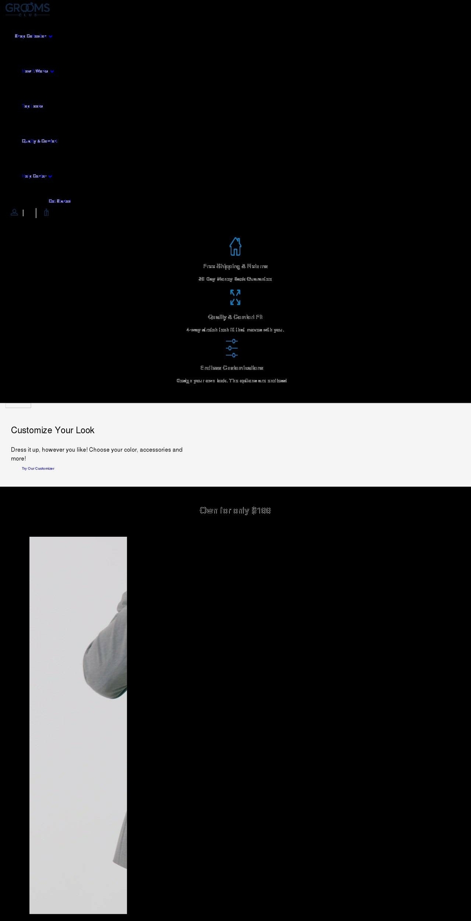 groomsclub.com shopify website screenshot