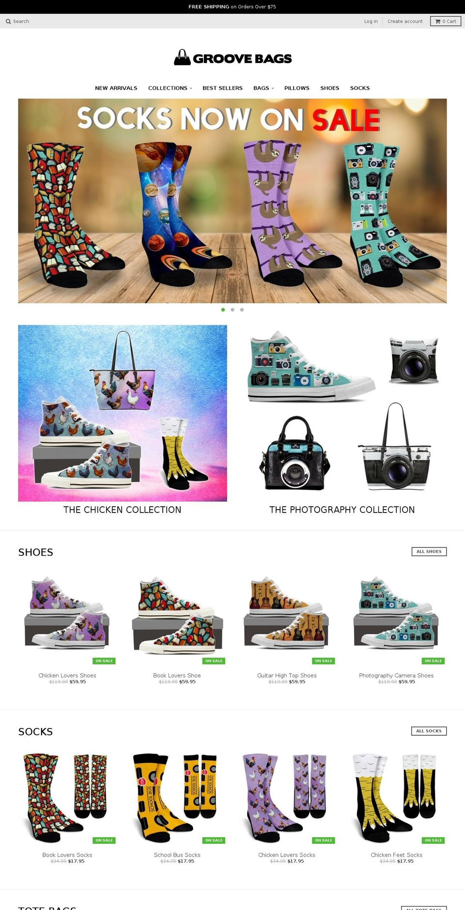 groovebags.com shopify website screenshot