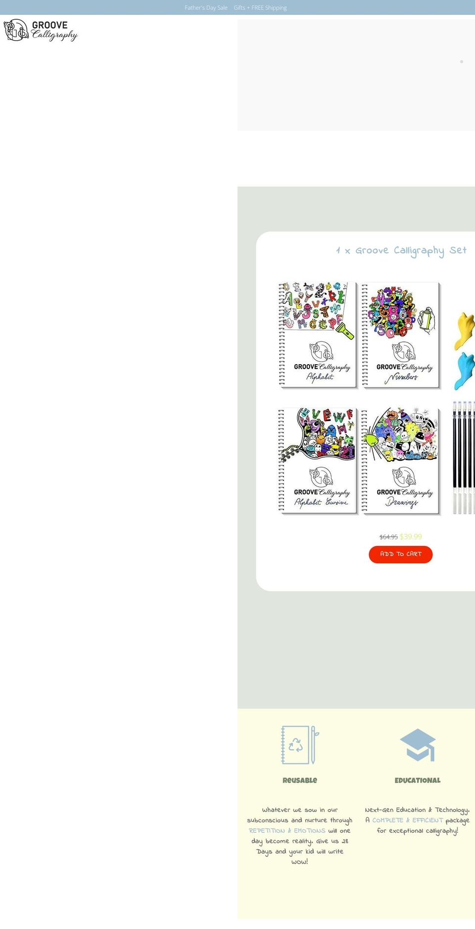 groovecalligraphy.com shopify website screenshot