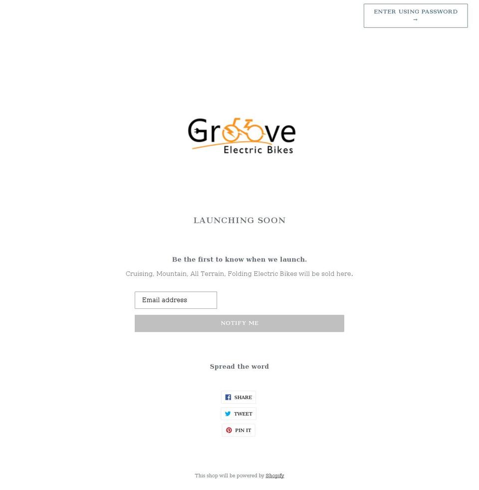 grooveelectricbikes.com shopify website screenshot
