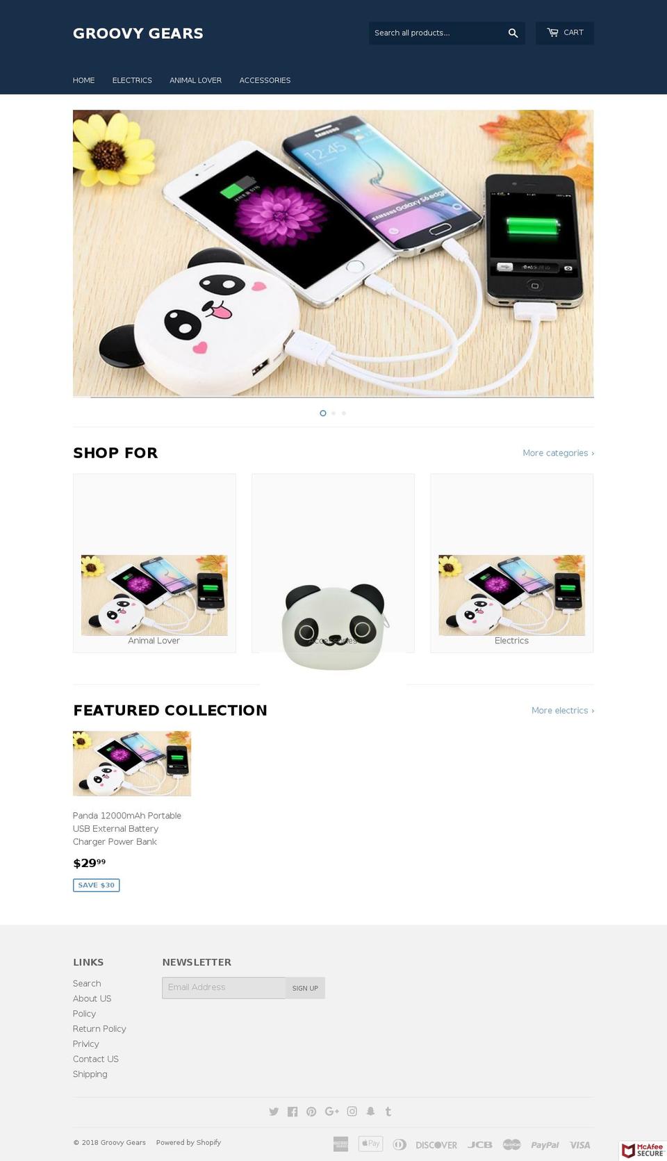 groovygears.com — Shopify storefront screenshot
