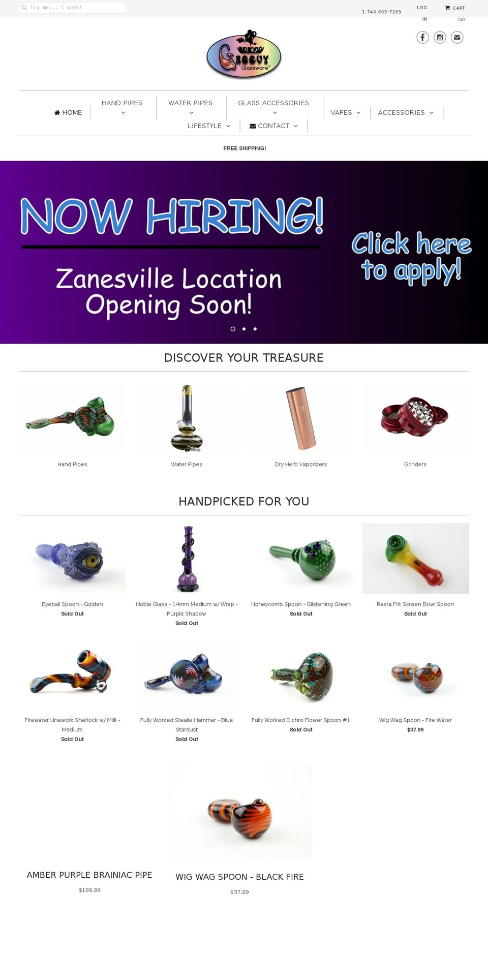groovyglassware.com shopify website screenshot