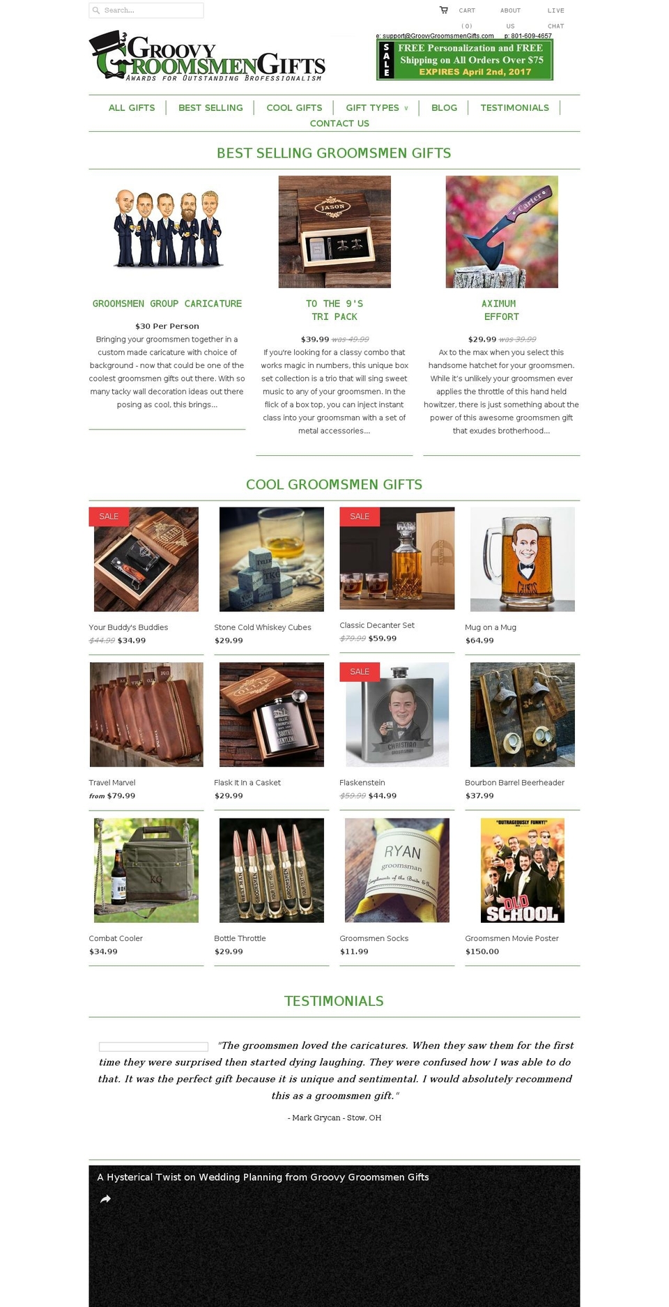 groovygroomsmengifts.com shopify website screenshot