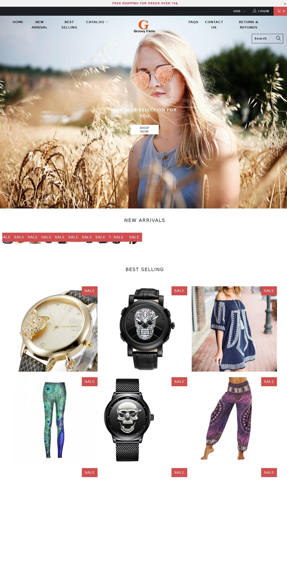 sda-2-4-0 Shopify theme site example groovyitems.com