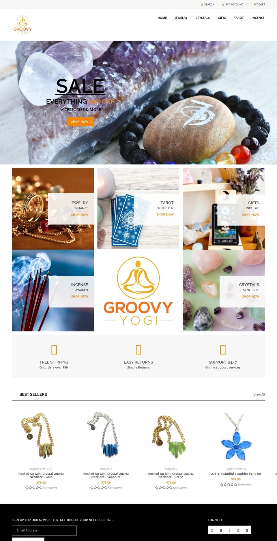 Spiritual metaphysical premier theme Shopify theme site example groovyyogi.com