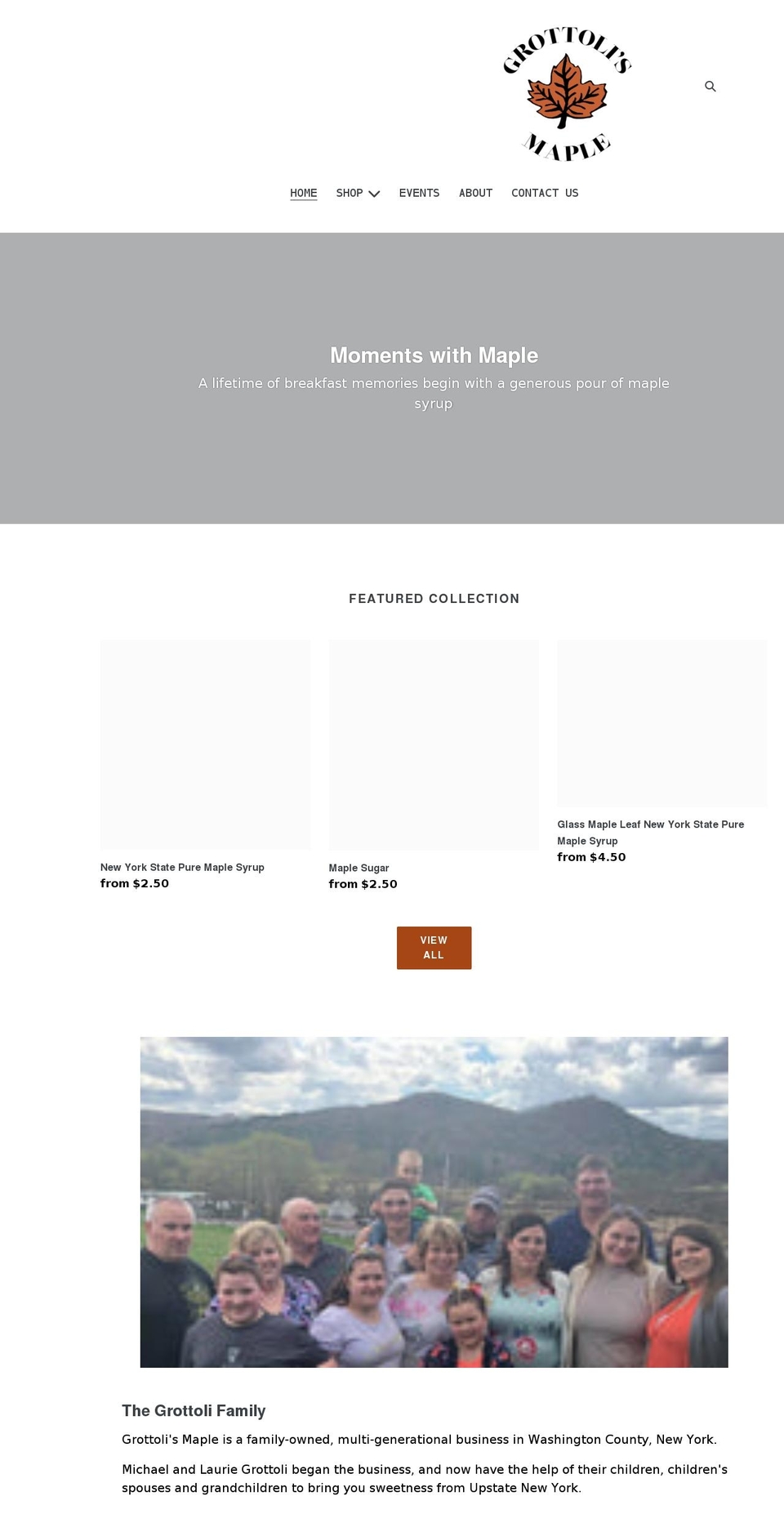 grottolismaple.com shopify website screenshot