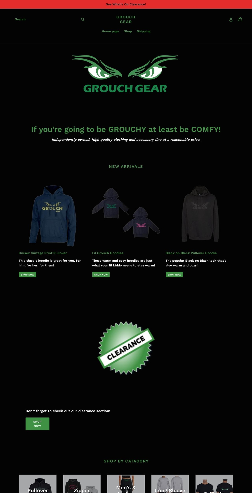 grouchgear.com shopify website screenshot