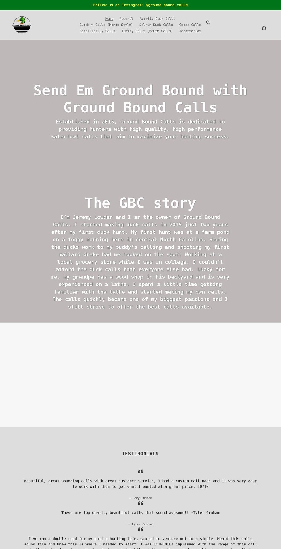 groundboundcalls.com shopify website screenshot