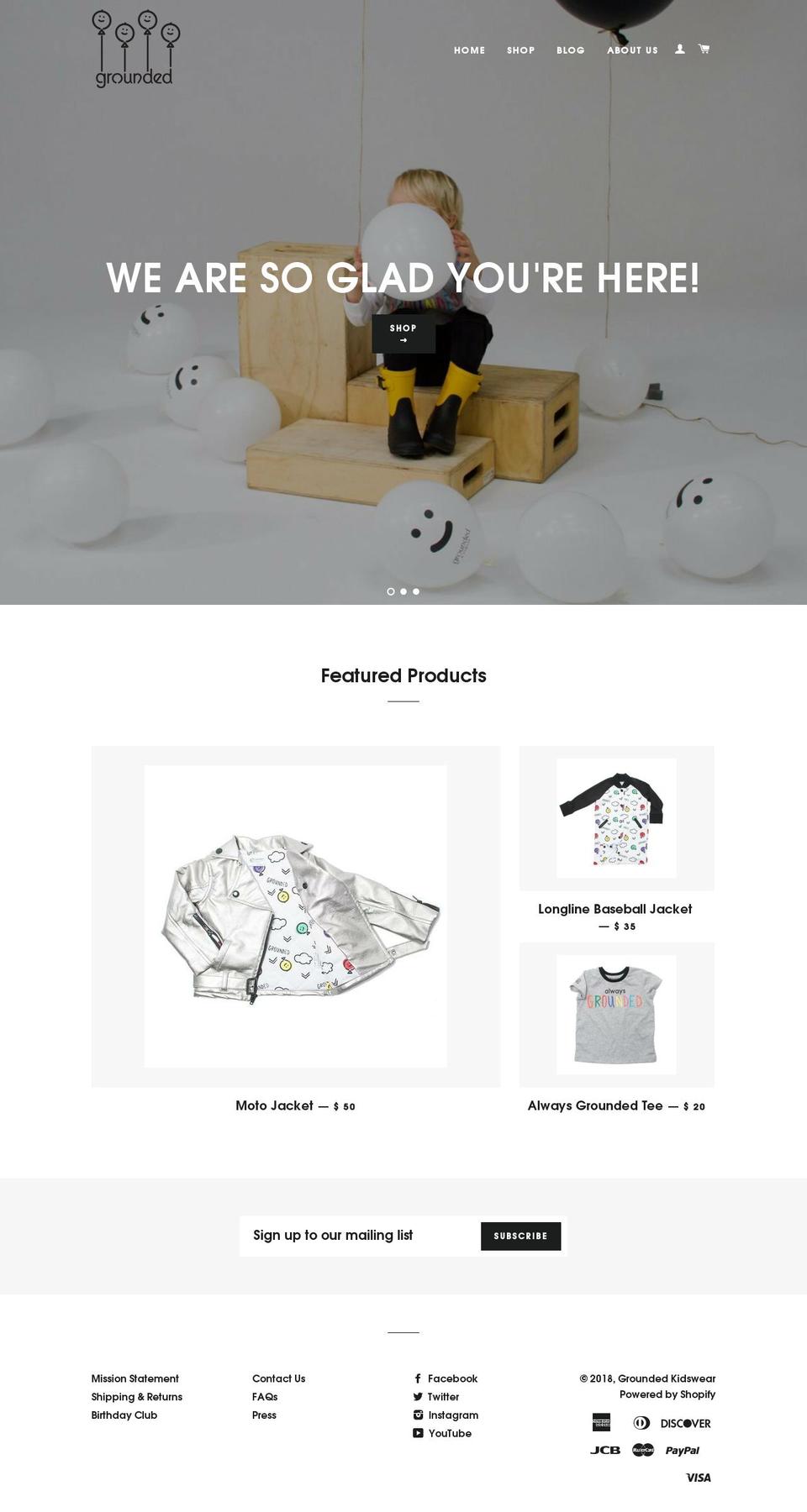 groundedkidswear.com — Shopify storefront screenshot
