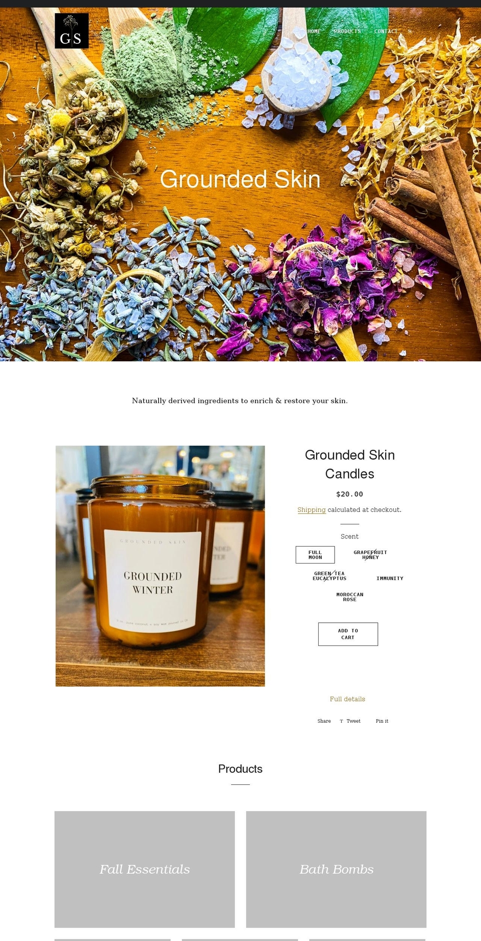 groundedskin.com shopify website screenshot