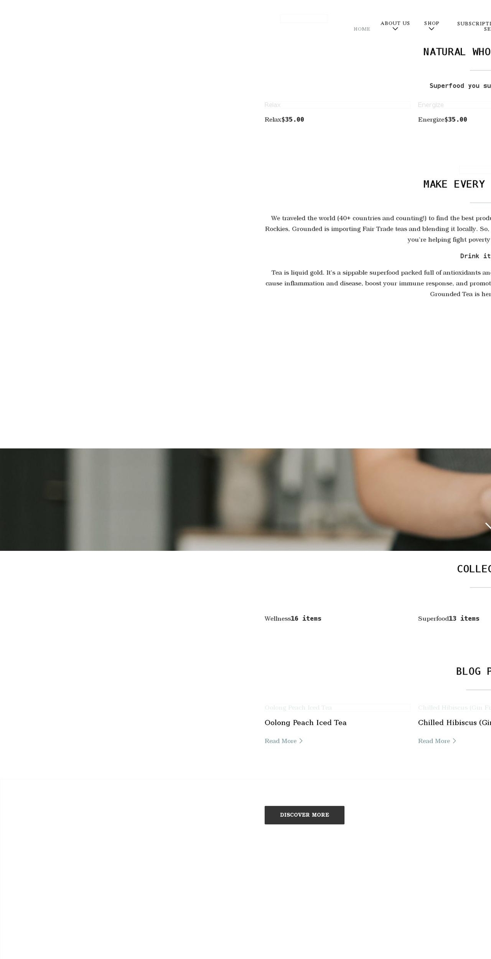 groundedtea.ca shopify website screenshot