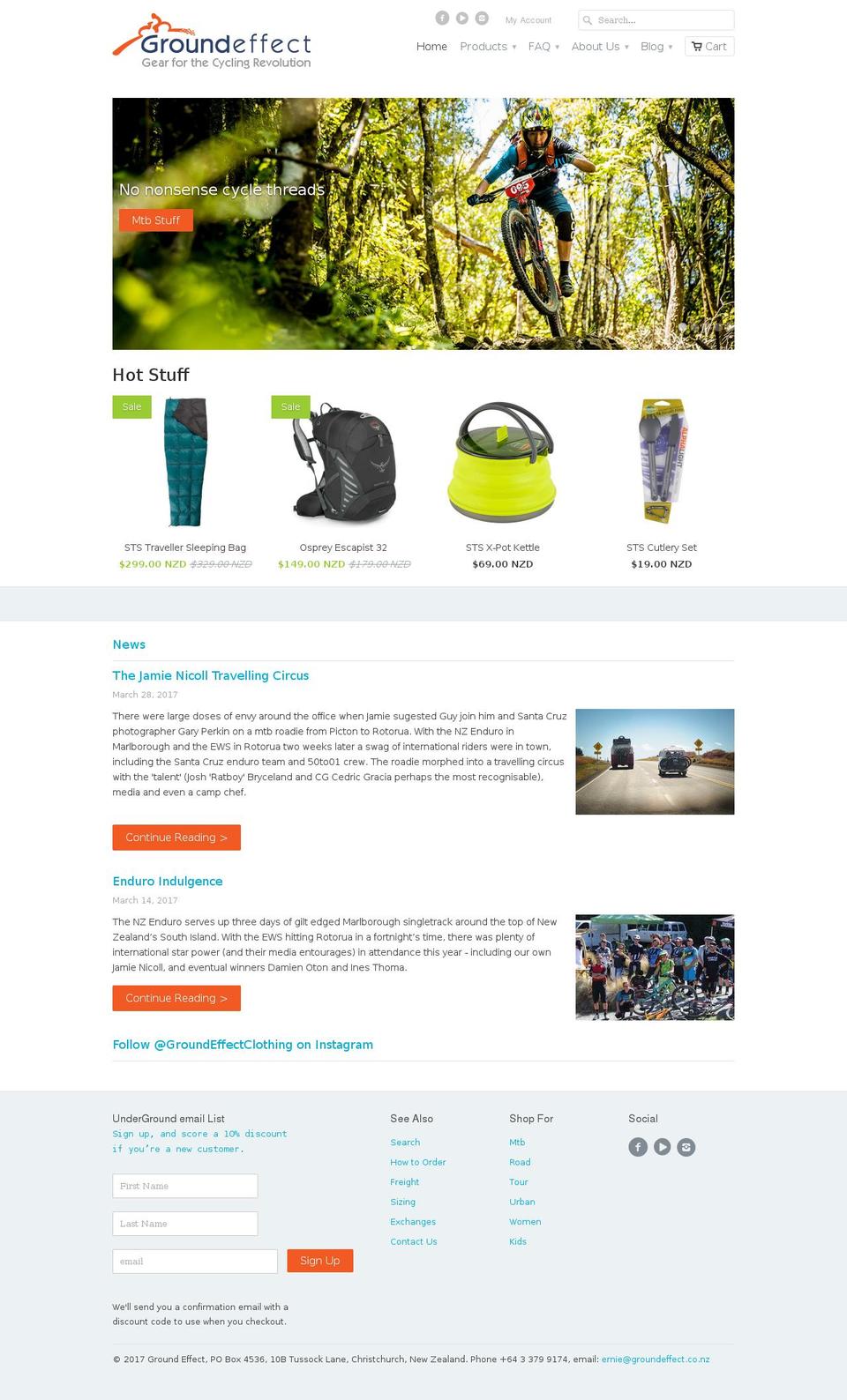 Portland Shopify theme site example groundeffect.co.nz