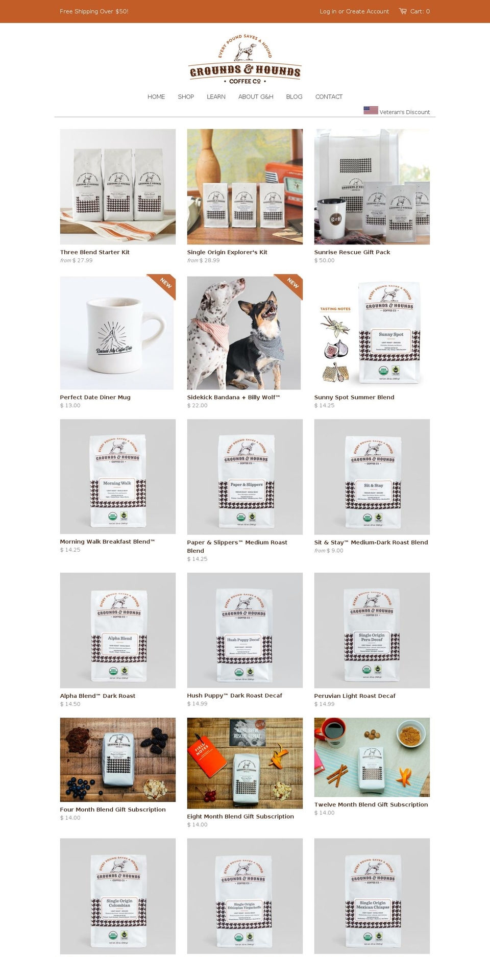 grounds-and-hounds.myshopify.com shopify website screenshot