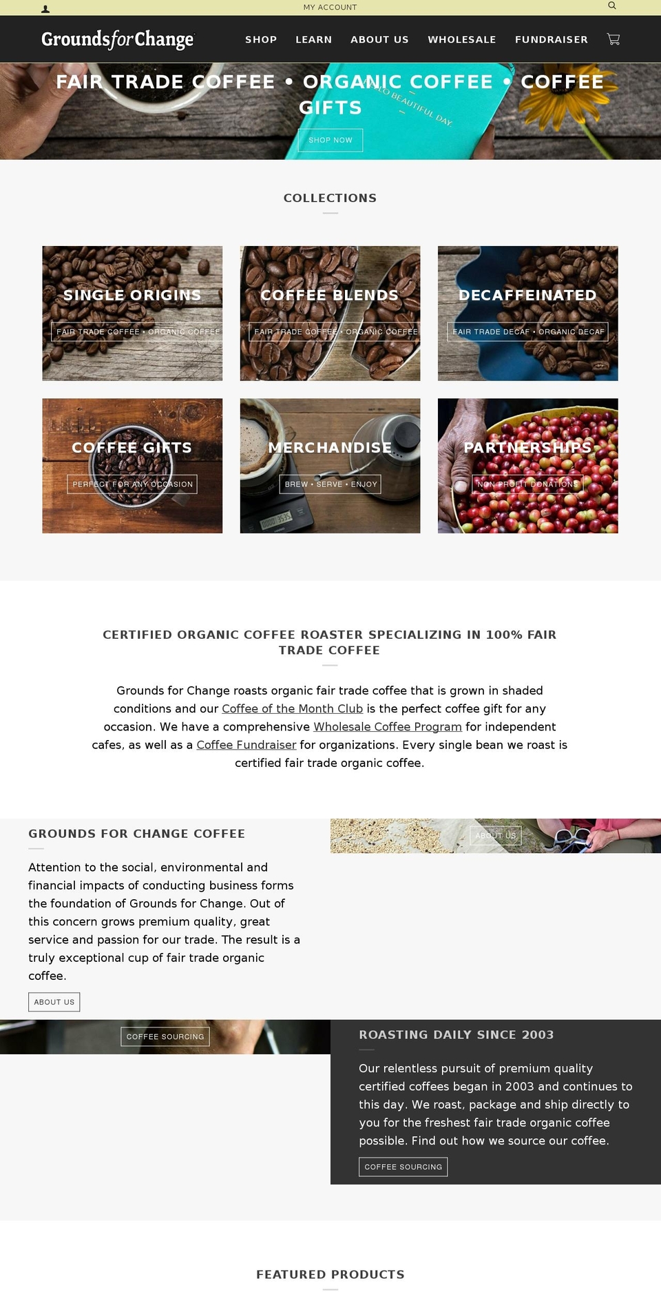 groundsforchange.com shopify website screenshot