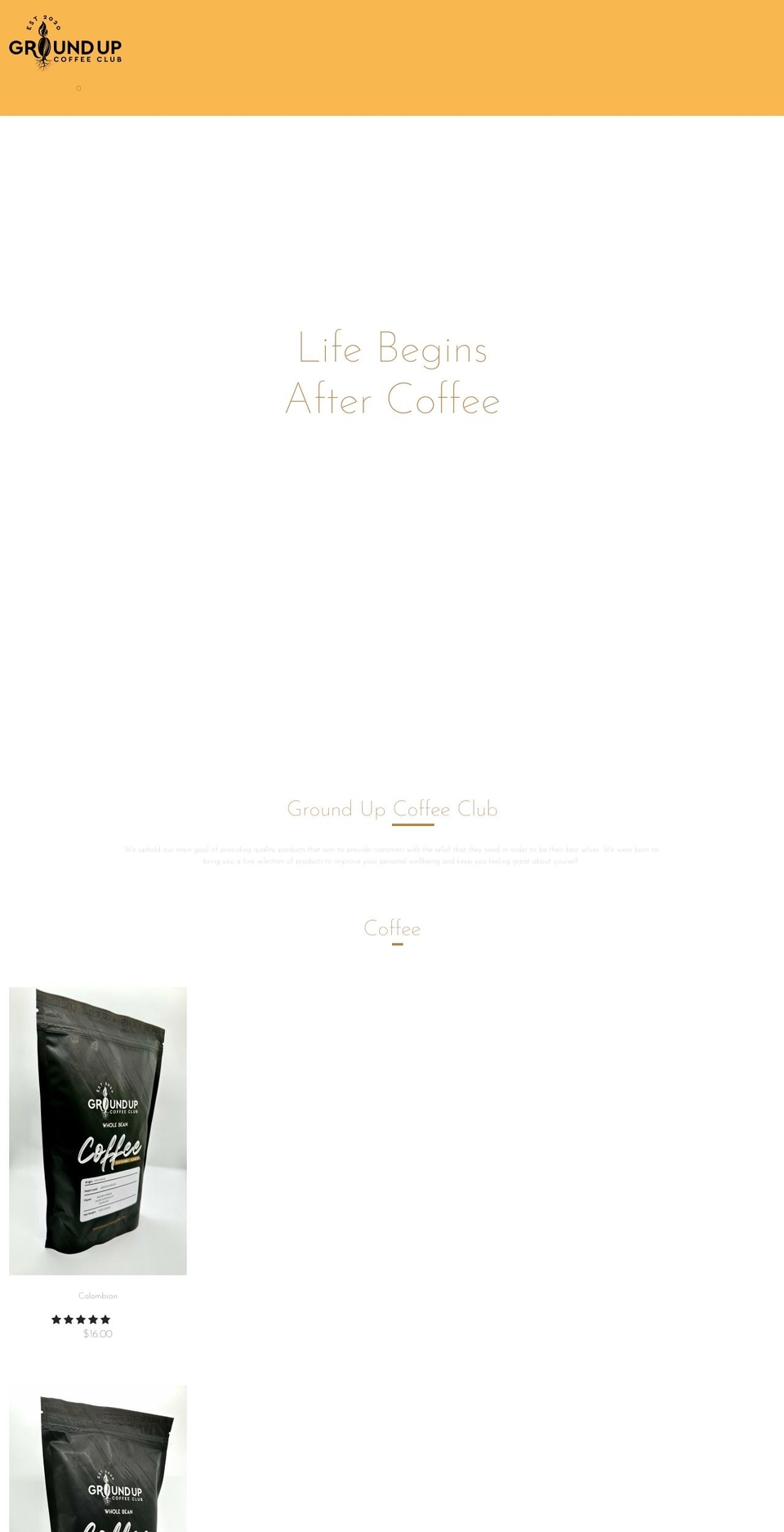 groundupcoffeeclub.com shopify website screenshot