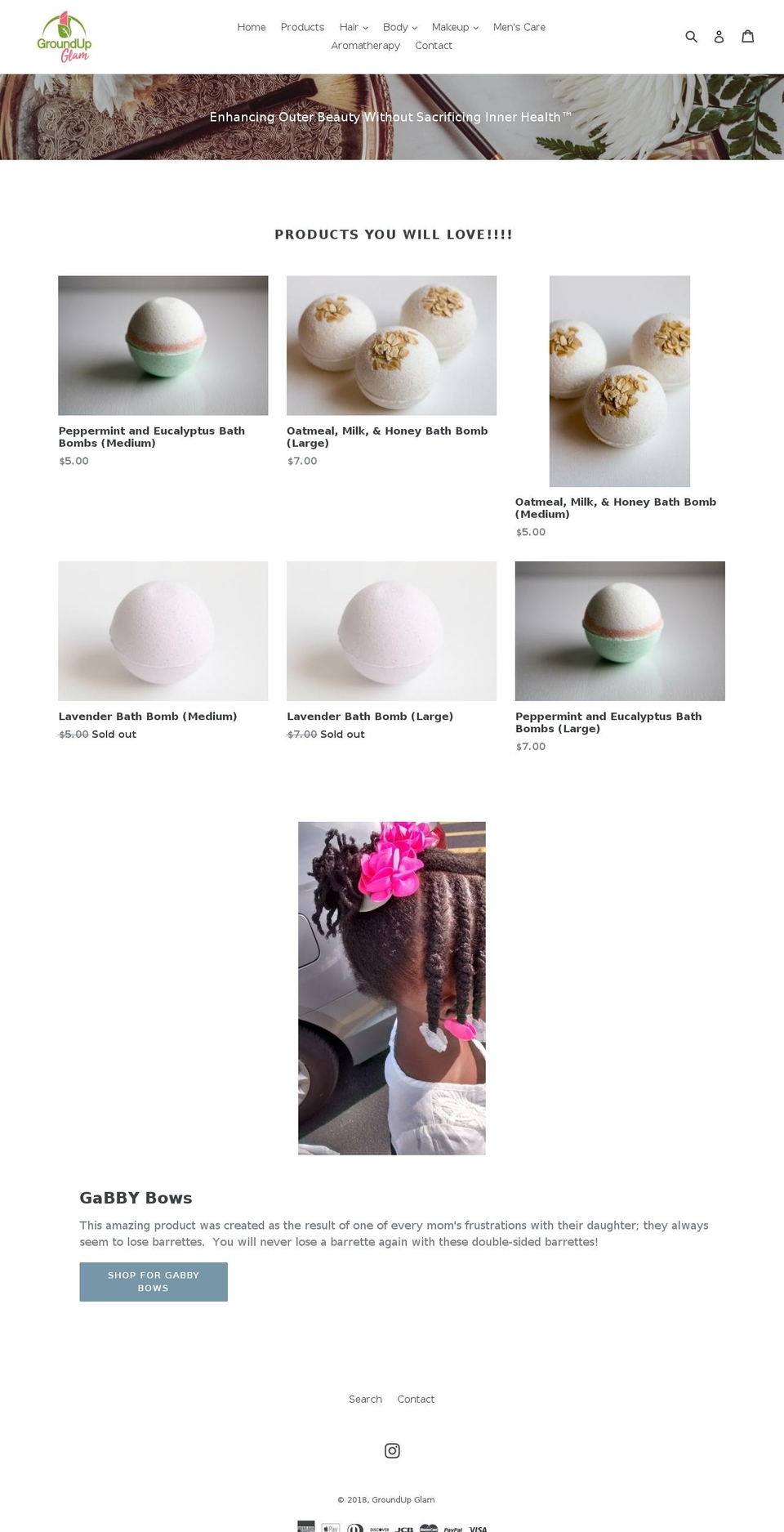 groundupglam.com shopify website screenshot