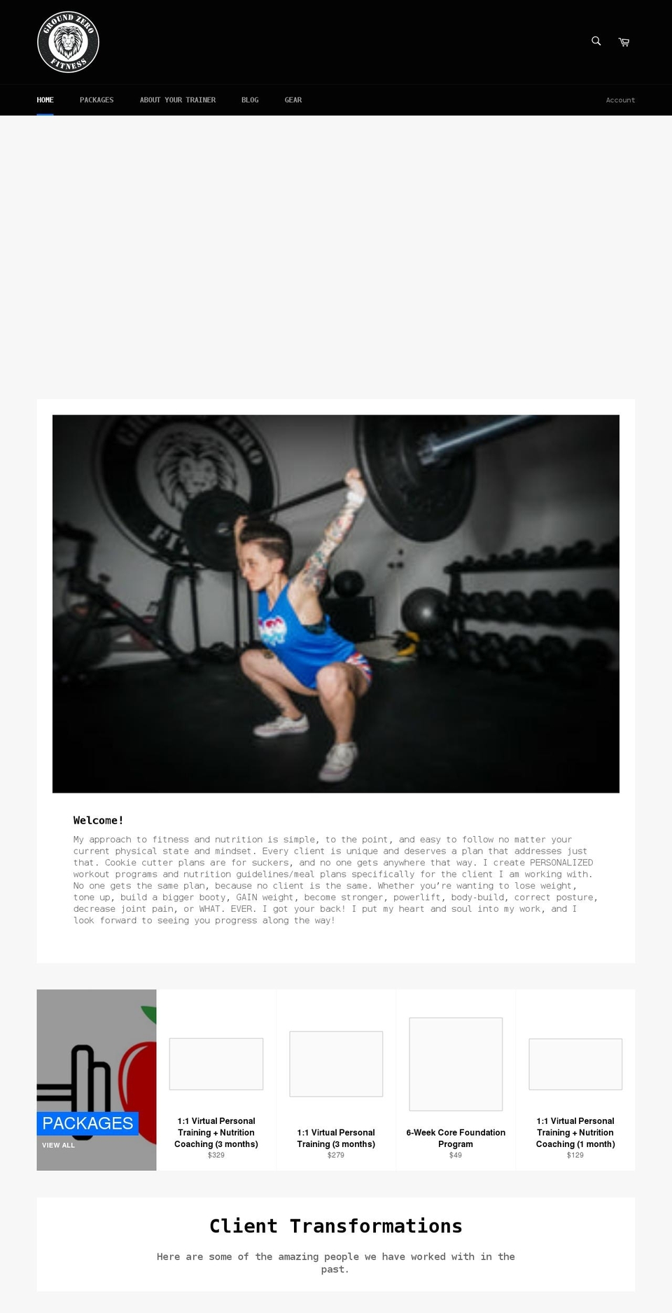groundzer0fitness.com shopify website screenshot