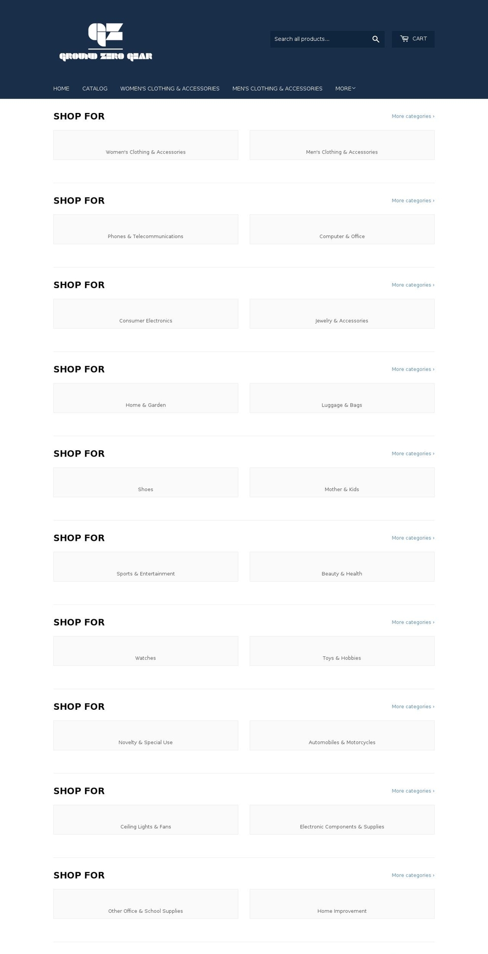 groundzerogear.net shopify website screenshot