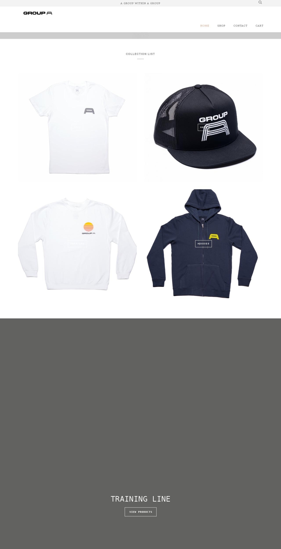 groupaapparel.com shopify website screenshot