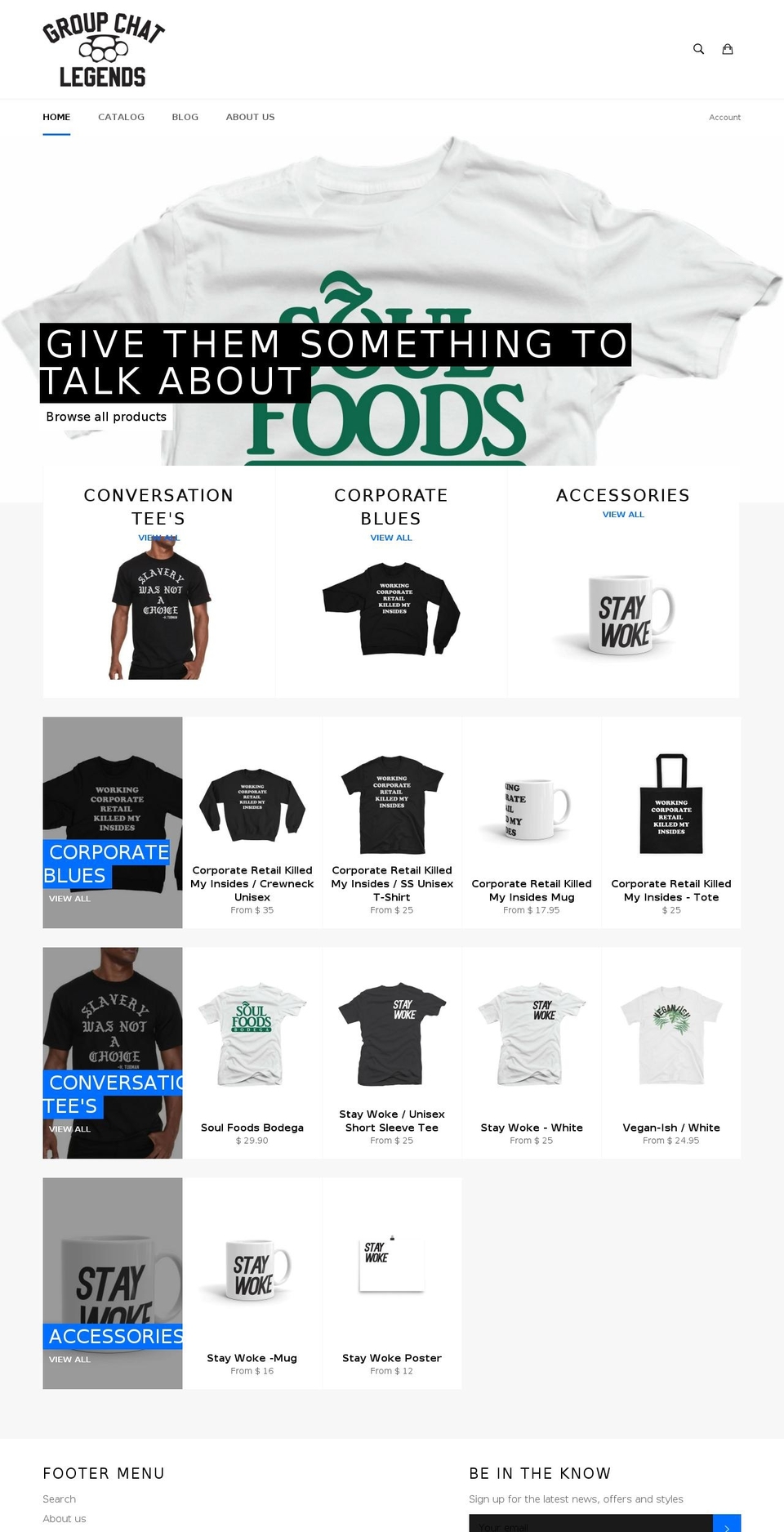 groupchatlegends.com — Shopify storefront screenshot