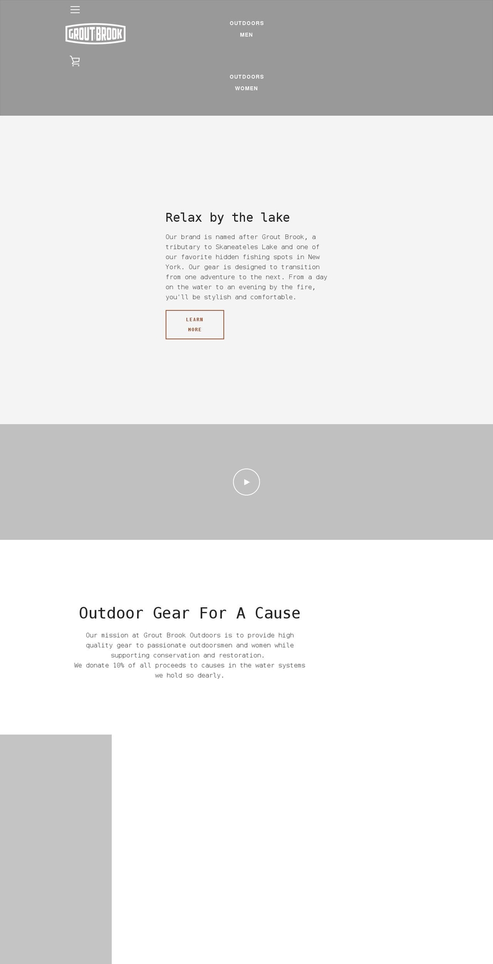 groutbrookoutdoors.com shopify website screenshot