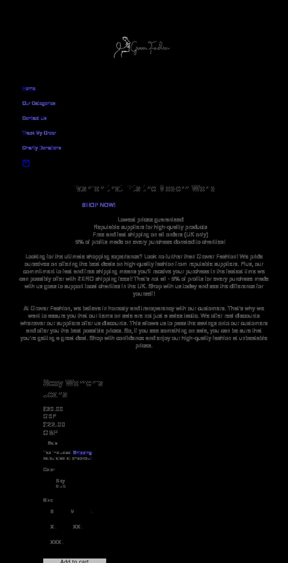 groverfashion.com shopify website screenshot
