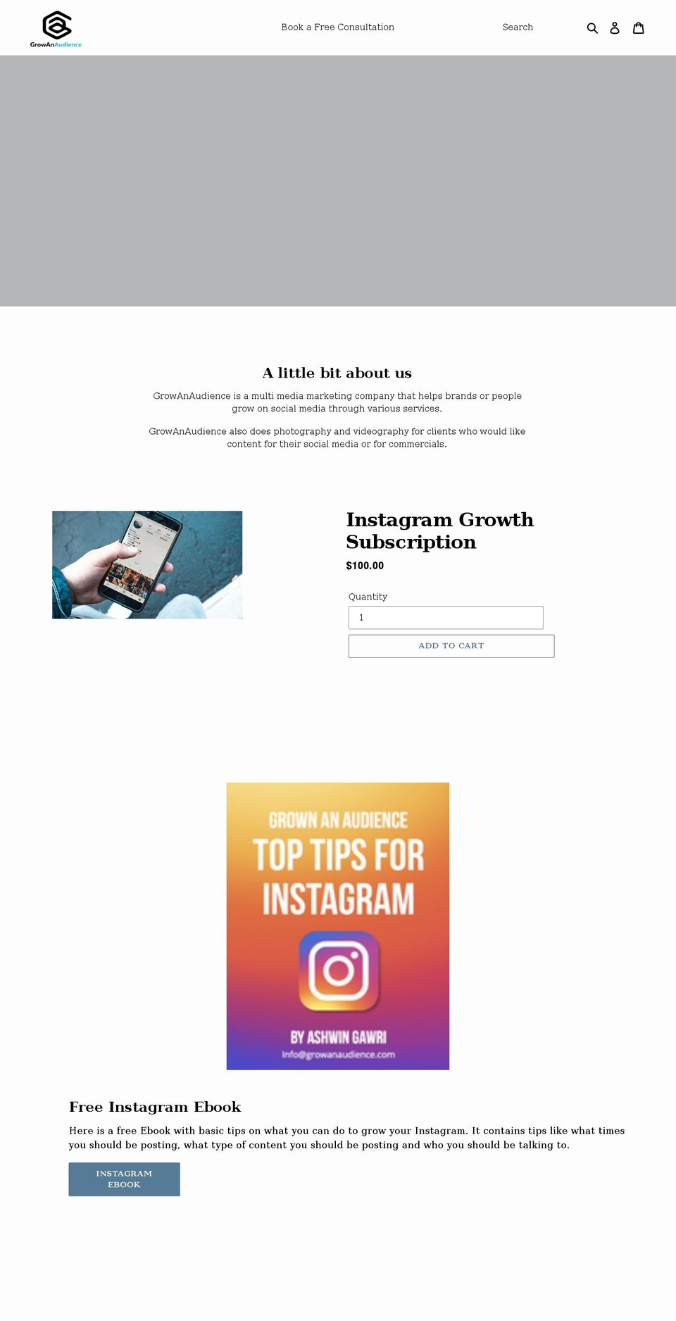 growanaudience.com shopify website screenshot
