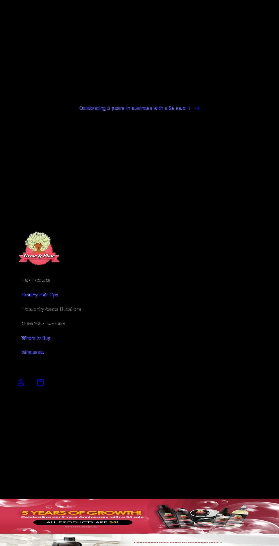 growandflowhair.com shopify website screenshot
