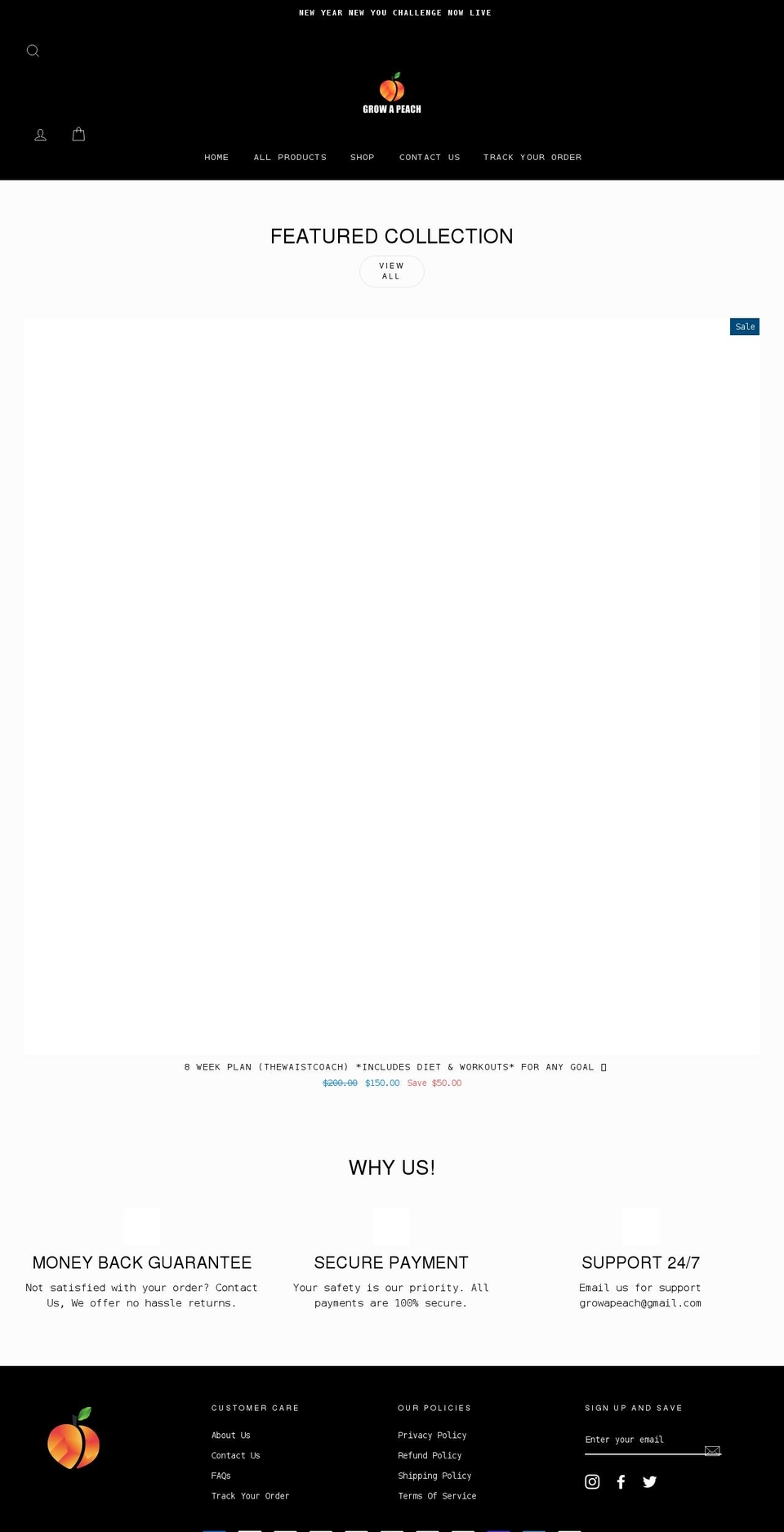 growapeach.com shopify website screenshot