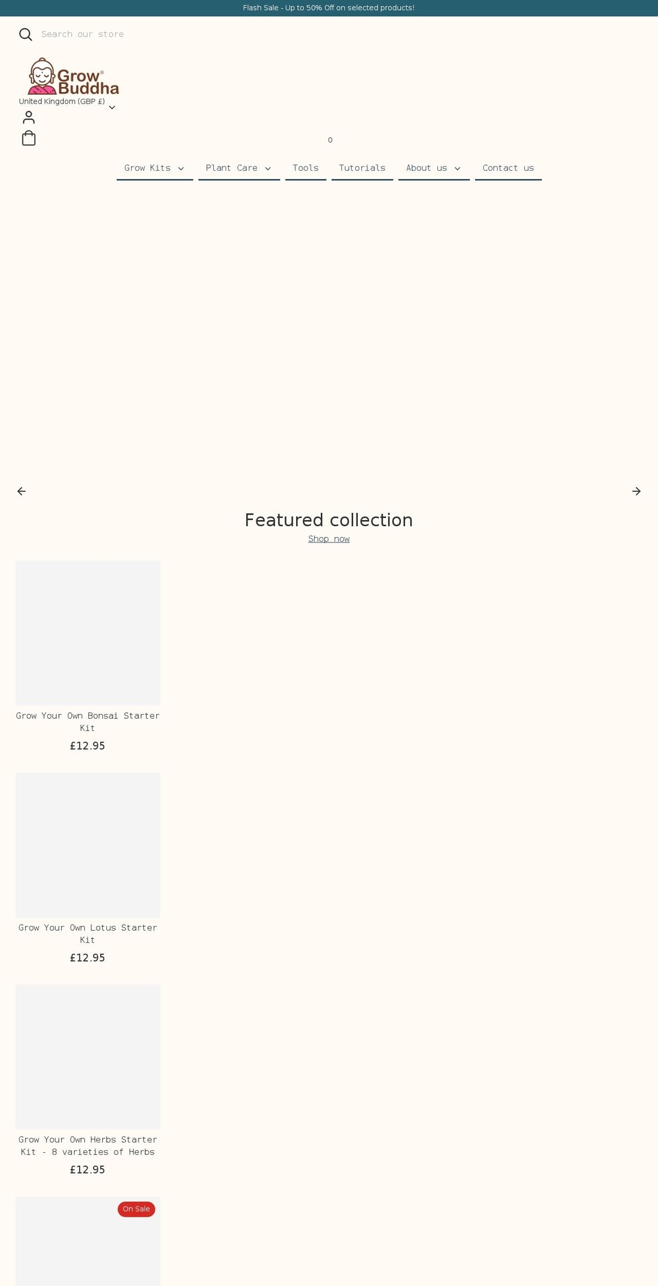 growbuddha.com shopify website screenshot