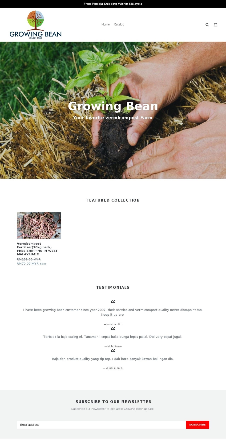 growingbean.com — Shopify storefront screenshot