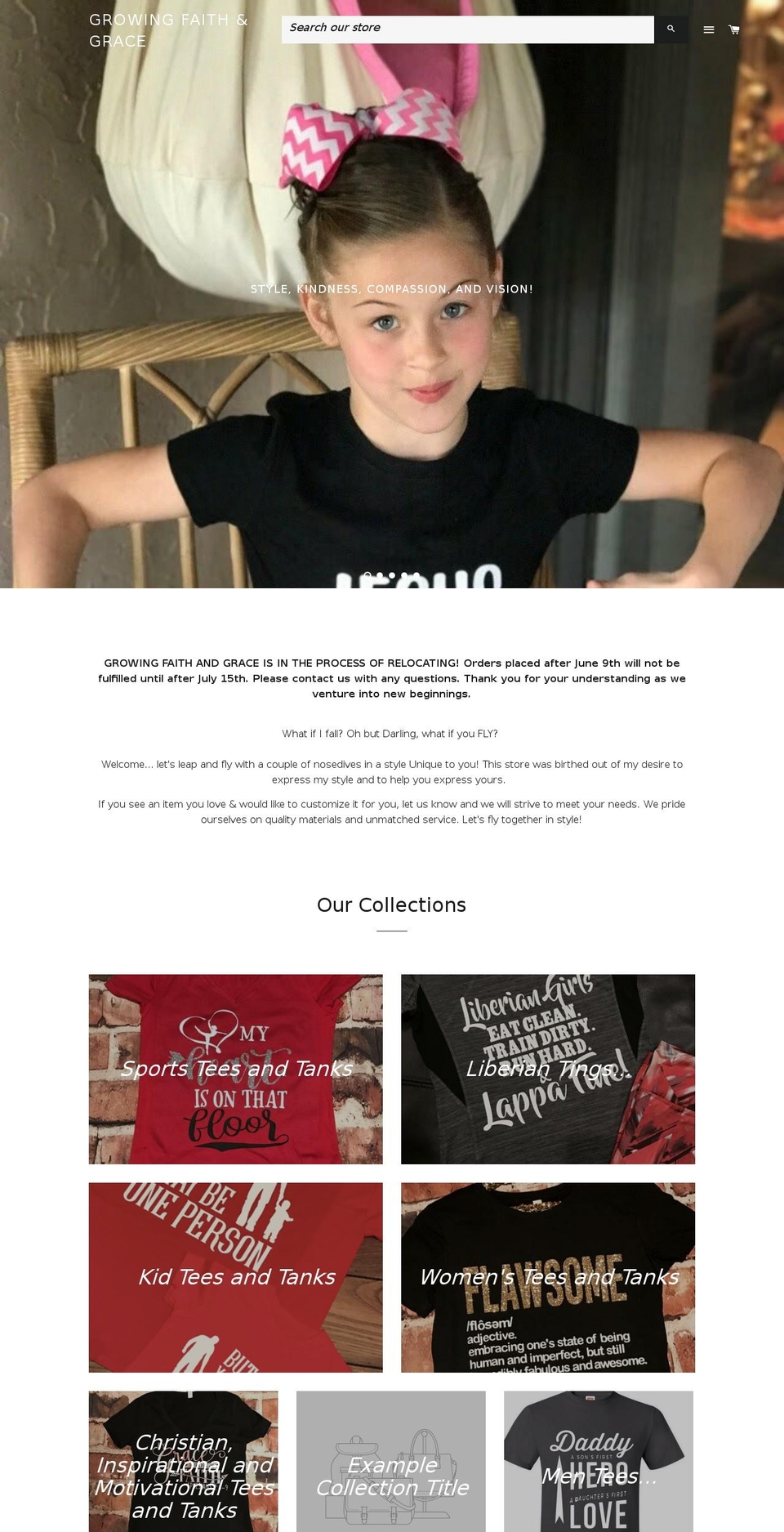 growingfaithandgrace.com shopify website screenshot